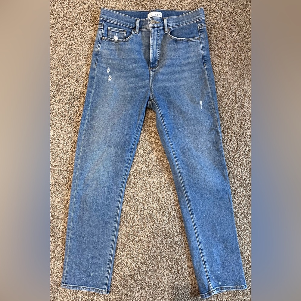 Loft womens jeans distressed size 28/6 high waist straight